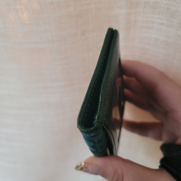 COACH Vintage Signature Monogram Slim Card Case Wallet – Teal/Dark Green - Picture 3 of 9